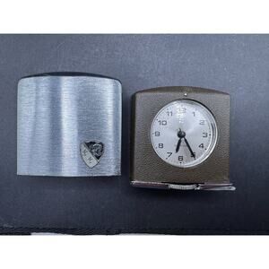 Vintage Westclox Folding Travel Alarm Clock w/ Metal Case Made in USA Mechanical